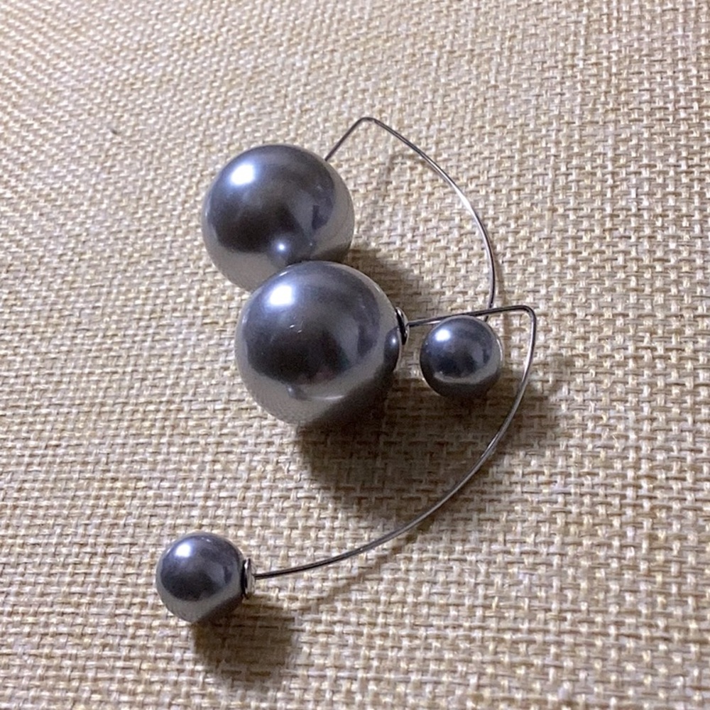 Silver-Tone Grey Pearls Transformer Earrings